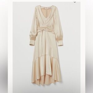 Satin v neck dress with tie detail